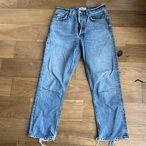 Agolde RILEY size 26 ankle high rise distressed blue jean denim